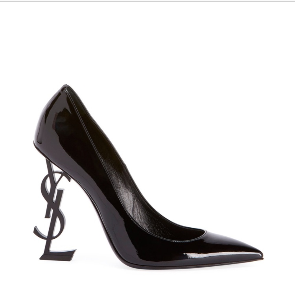 YSL patent leather black pumps